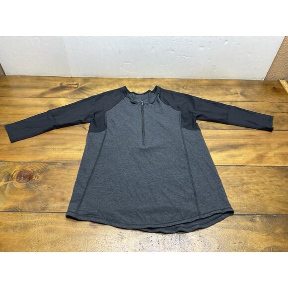 Lululemon Womens Spin City Gray Black 1/2 Zip 3/4 Sleeve Active Top Shirt Size 6 - Picture 1 of 12